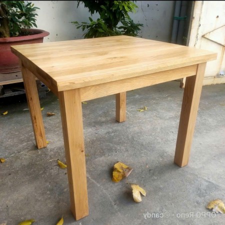 Square 90cm : Bàn Ăn Gỗ Sồi Vuông 90cm + 4 Ghế ( 5N - Mặt Nệm PU )
